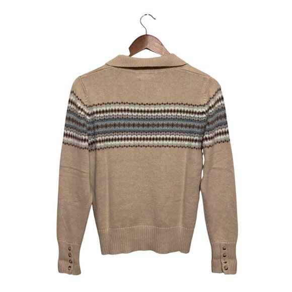 VTG Eddie Bauer Women's Cardigan Angora Fair Isle Beige Blue Sz M Cottagecore - Picture 9 of 16